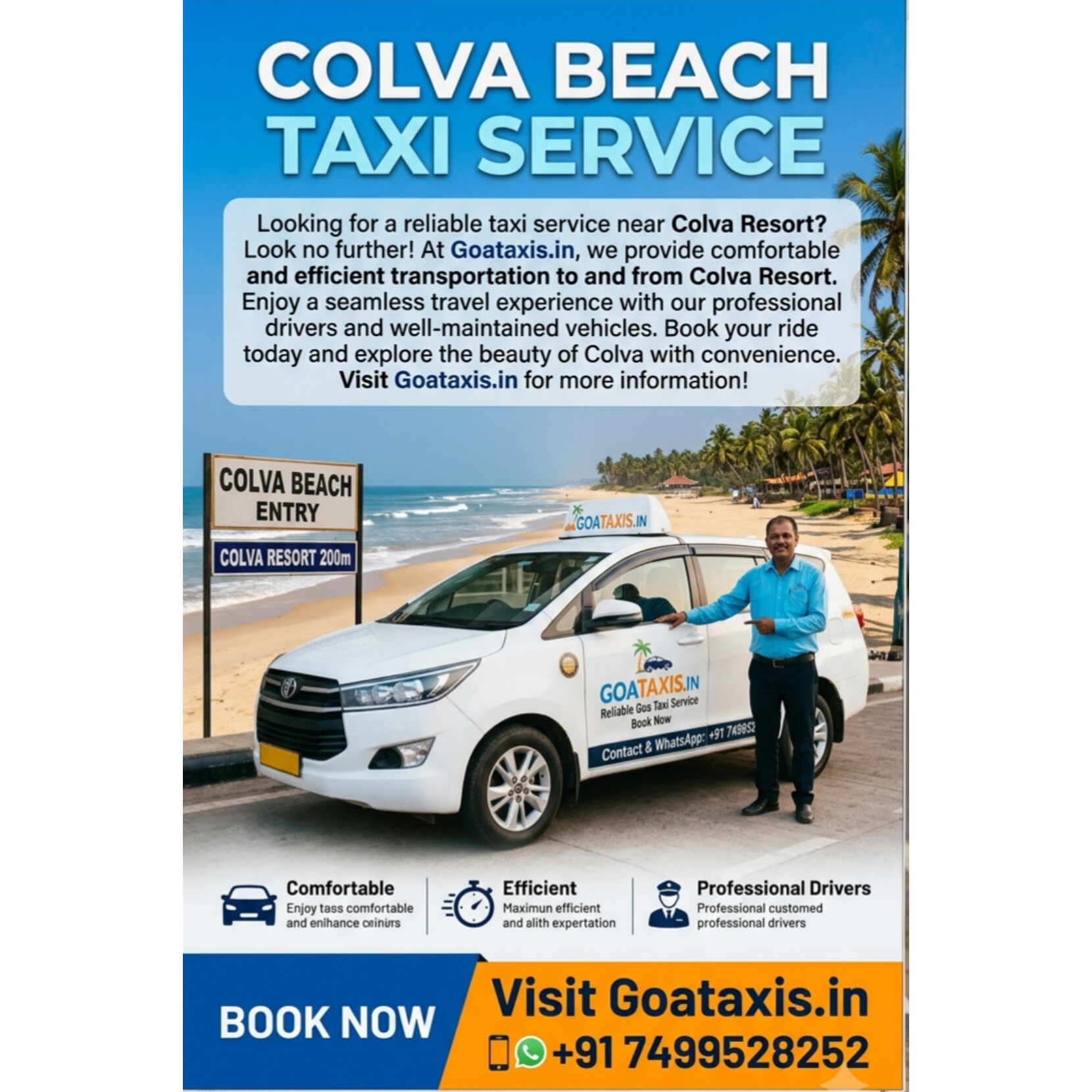 Colva Beach Taxi Service Goa